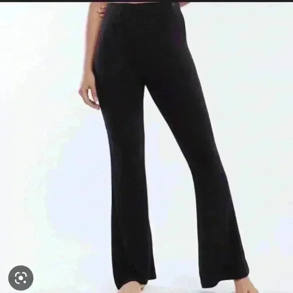 Savage x Fenty Ribbed Flare Bottom High Waist Black Stretch Lounge Yoga Pants